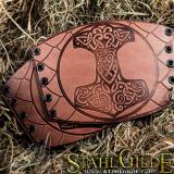 Leather  Bracers Thor's Hammer Mjolnir Scale design: a pair